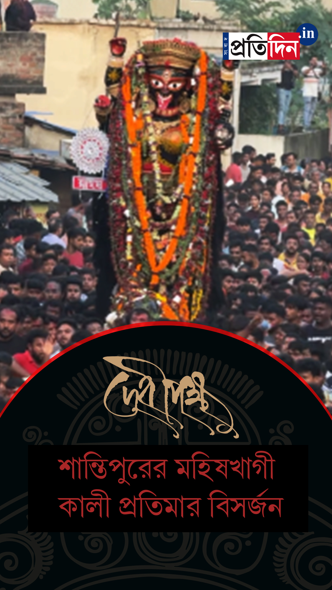 Kali Puja 2025: ভক্তদের কাঁধে চড়ে বিসর্জন শান্তিপুরের মহিষখাগী কালী প্রতিমার